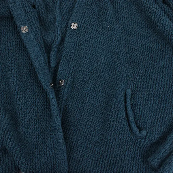 Free People Women's Dark Teal Knit Snap Button Cardigan Long Sleeve L