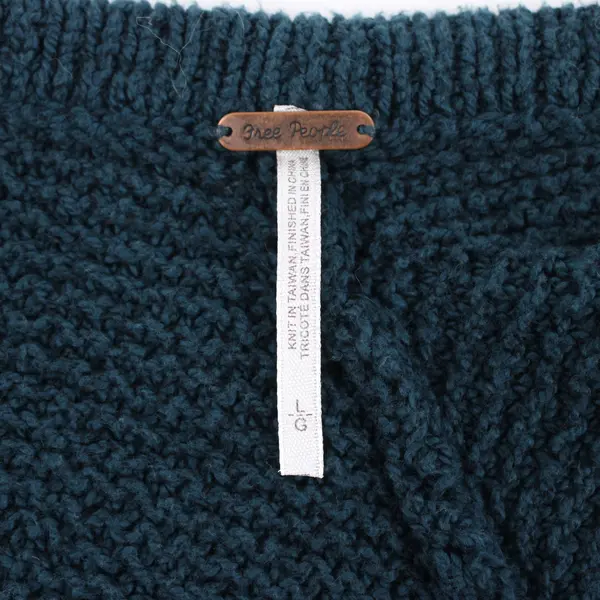 Free People Women's Dark Teal Knit Snap Button Cardigan Long Sleeve L