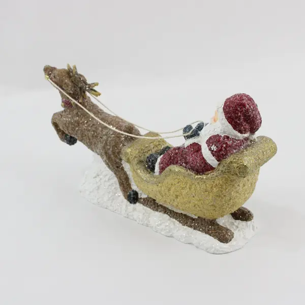 Santa Claus Sleigh Resin Figurine 10 Inch Christmas Holiday Decor