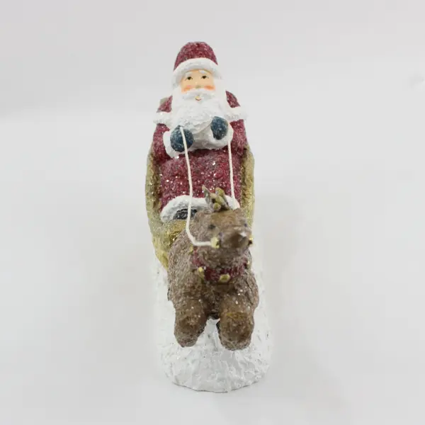 Santa Claus Sleigh Resin Figurine 10 Inch Christmas Holiday Decor
