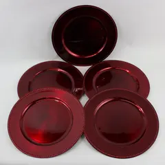 Set of 5 Gibson Dark Red Charger Plates 12.5 Inch