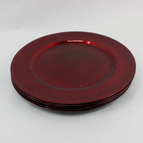 Set of 5 Gibson Dark Red Charger Plates 12.5 Inch