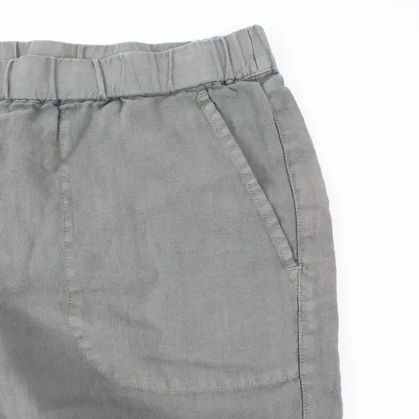 Purejill Women's Green Linen Pants Elastic Waist Roll Tab Cuffs Size L