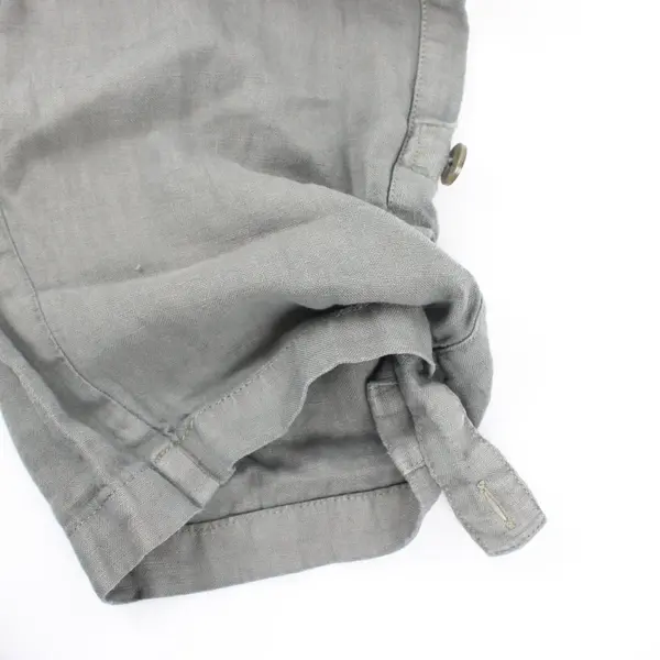 Purejill Women's Green Linen Pants Elastic Waist Roll Tab Cuffs Size L
