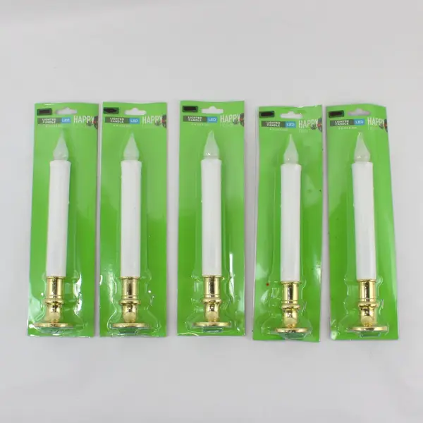 Lot of 5 Happy Holidays LED Lighted Candles Holiday Decor 9 in