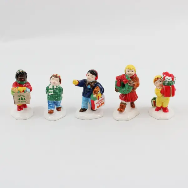 Department 56 Snow Village Christmas Kids Figures Set of 5 FLAWED