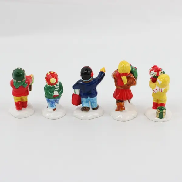 Department 56 Snow Village Christmas Kids Figures Set of 5 FLAWED