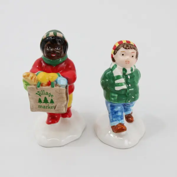 Department 56 Snow Village Christmas Kids Figures Set of 5 FLAWED