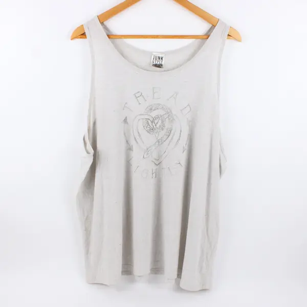 Junk Gypsy Tread Lightly Tank Top Off White XXL Women's