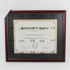 Red Woodgrain Diploma Photo Frame Gold Trim 11x14