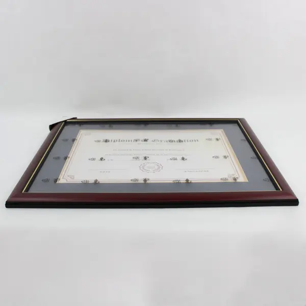 Red Woodgrain Diploma Photo Frame Gold Trim 11x14