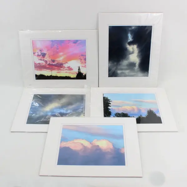 Lot of 5 Matted Cloudy Sky Art Photographs 11x14