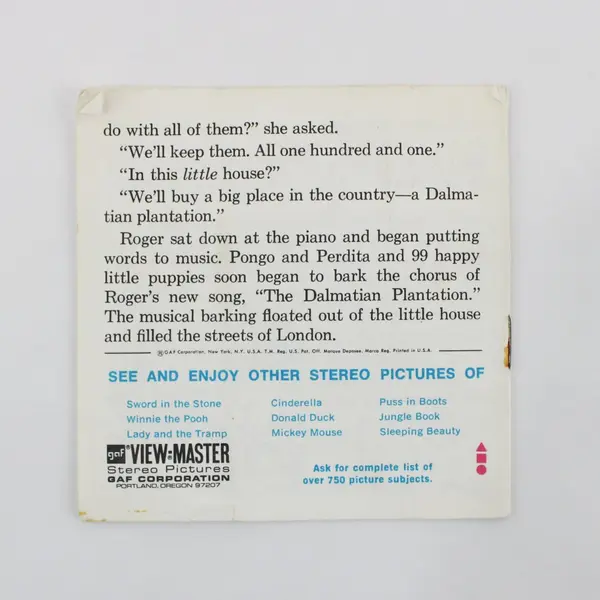 Vintage Walt Disney 101 Dalmatians View-Master Booklet B532
