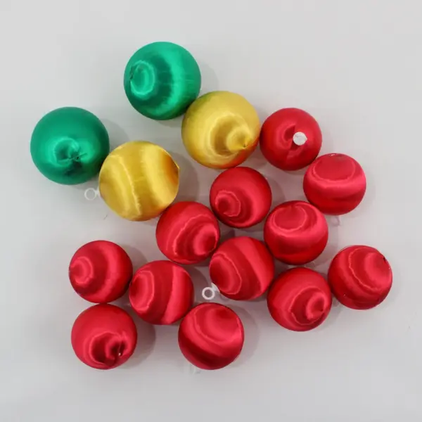 Lot of 16 Thread-Wrapped Bauble Christmas Ornaments Holiday Decor