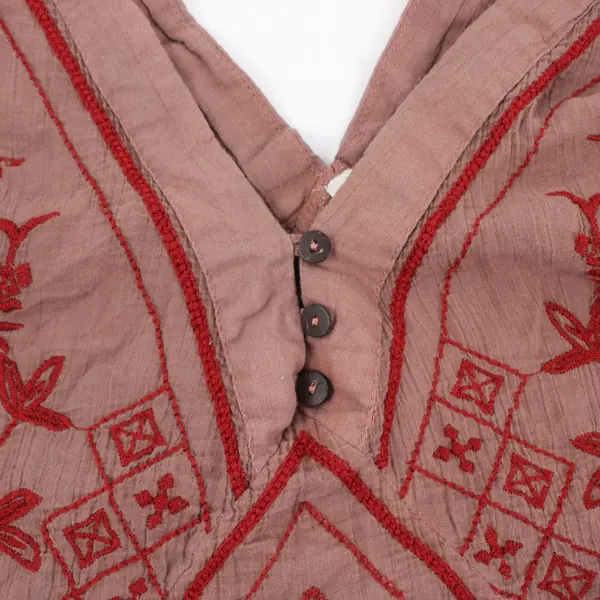 Free People Intimately Red V-Neck Front & Back Embroidered Tank Small