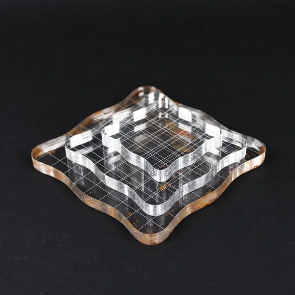 Lot of 3 Clear Acrylic Stamp Blocks Grid Lines
