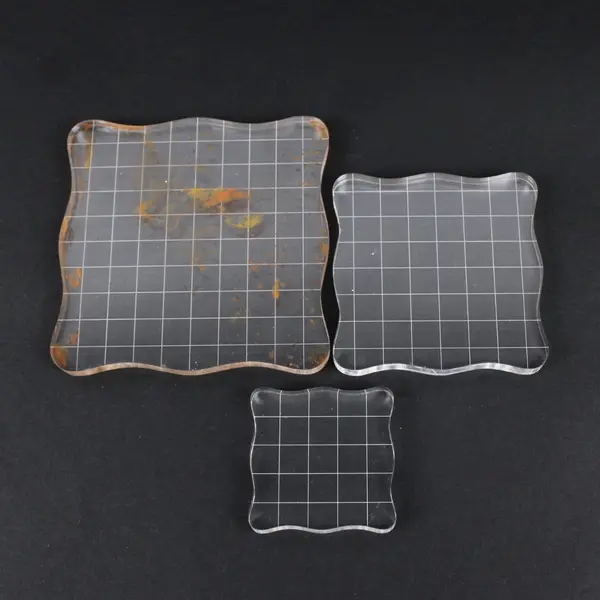 Lot of 3 Clear Acrylic Stamp Blocks Grid Lines