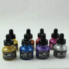 Lot of 8 Daler Rowney FW Pearlescent Acrylic Ink 29.5ml Used