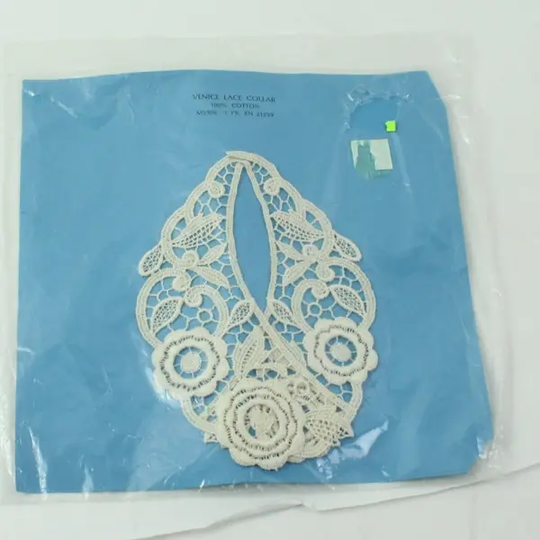 Off-White Cotton Venice Lace Floral Collar Trim