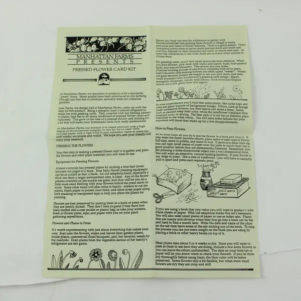1989 Manhattan Farms Pressed Flower Greeting Card Kit Set of 6