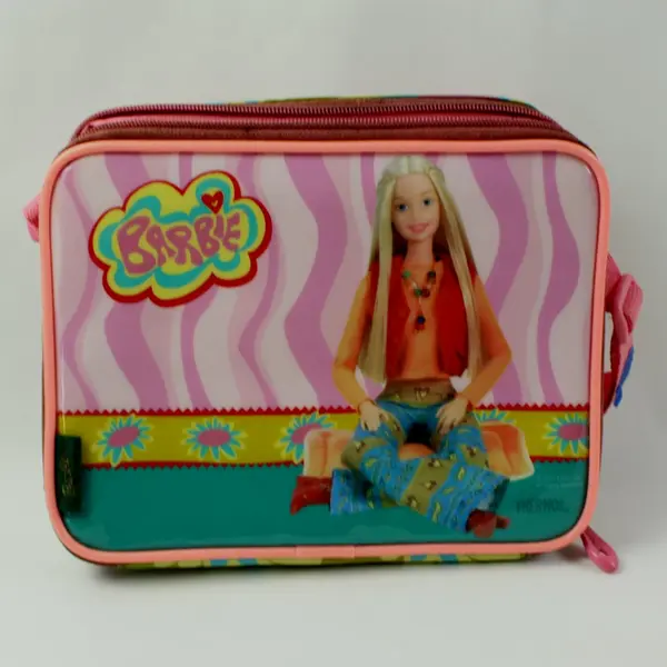 Thermos Barbie 2002 Mattel Insulated Fabric Lunch Bag Plastic Panels