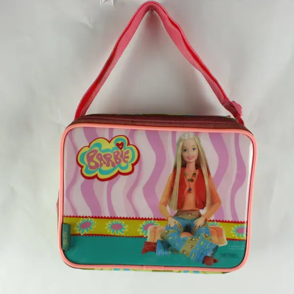 Thermos Barbie 2002 Mattel Insulated Fabric Lunch Bag Plastic Panels