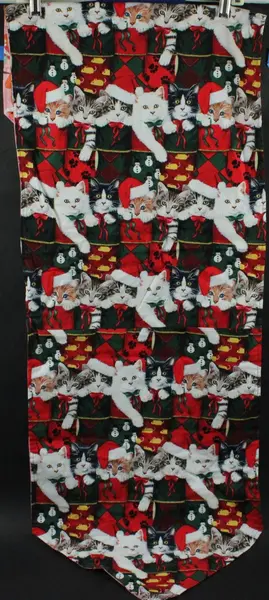 Handmade Christmas Reversible Kittens & Fox Table Runner 15x57