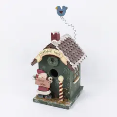 Christmas Decorative Birdhouse Santa North Pole Nest 9 Inch