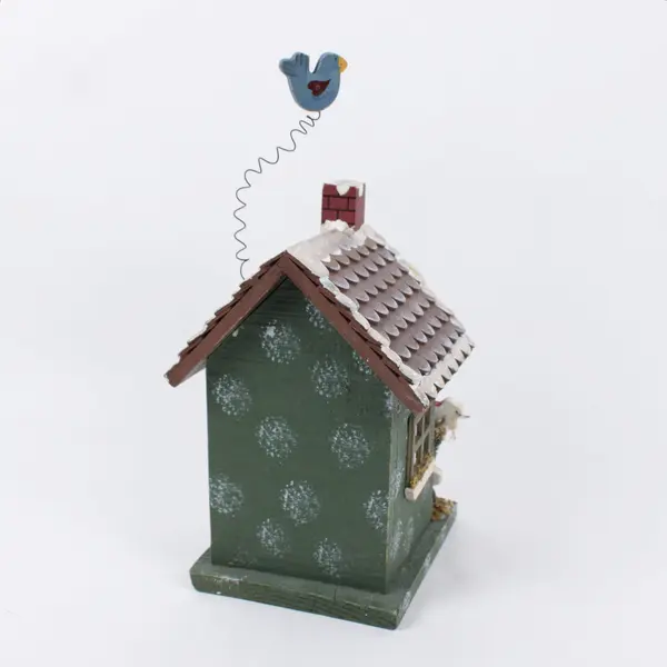 Christmas Decorative Birdhouse Santa North Pole Nest 9 Inch
