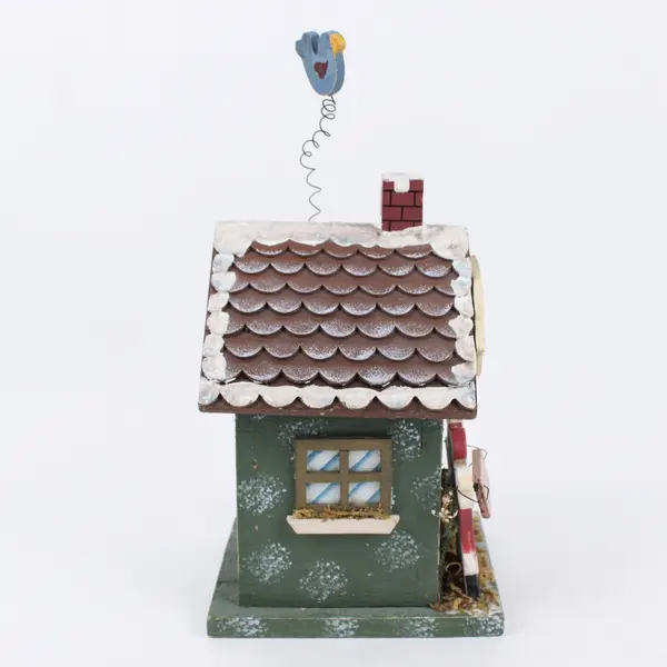 Christmas Decorative Birdhouse Santa North Pole Nest 9 Inch
