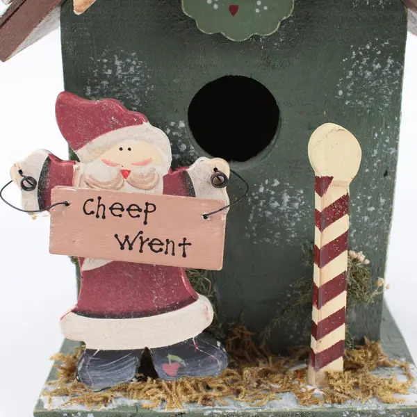 Christmas Decorative Birdhouse Santa North Pole Nest 9 Inch