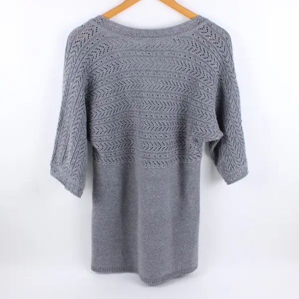 Apt. 9 Women's Gray V-Neck Knit Tunic Petite Medium