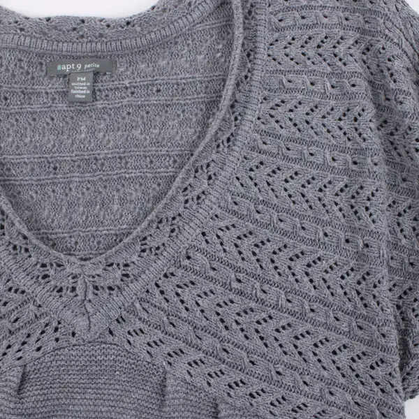 Apt. 9 Women's Gray V-Neck Knit Tunic Petite Medium