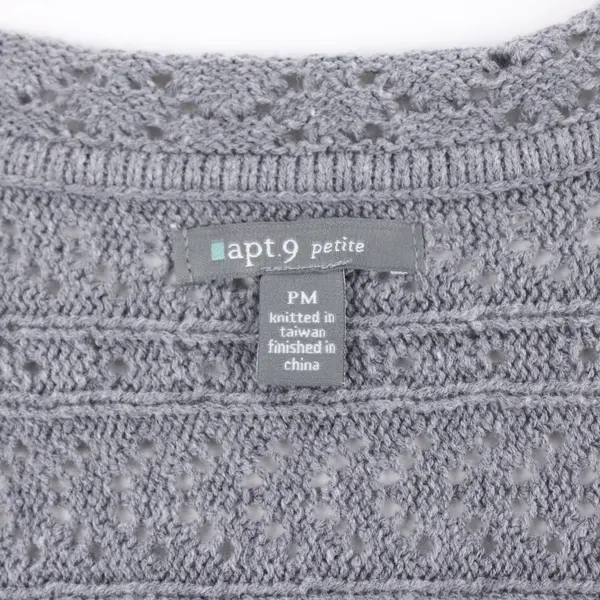 Apt. 9 Women's Gray V-Neck Knit Tunic Petite Medium
