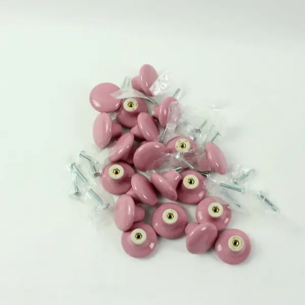 Set of 20 Pink Ceramic Heart Cabinet Drawer Knobs