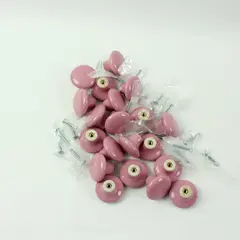 Set of 20 Pink Ceramic Heart Cabinet Drawer Knobs