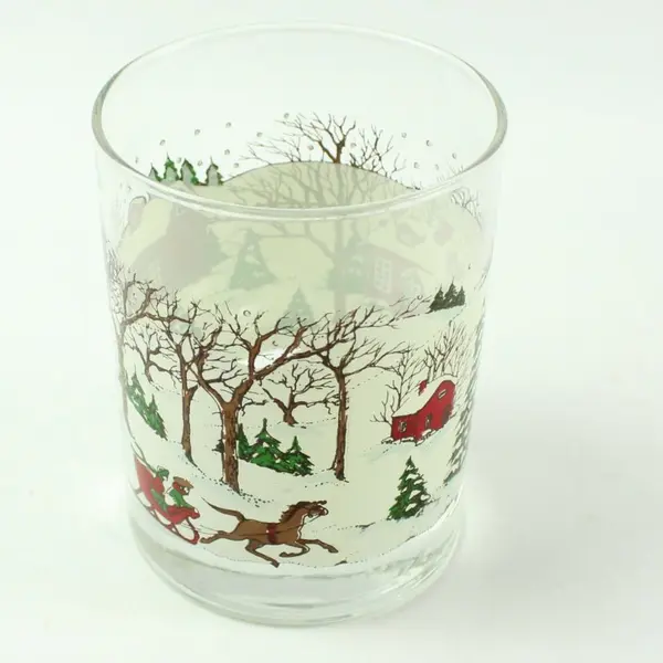 Libbey Winter Village Double Old Fashioned Drinking Glass Tumbler