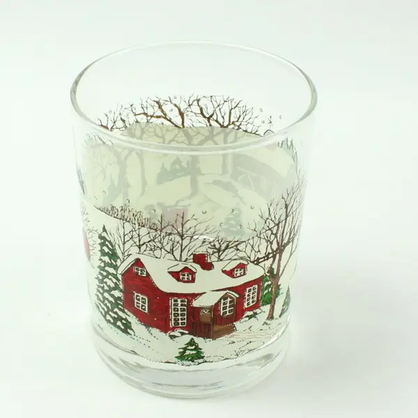 Libbey Winter Village Double Old Fashioned Drinking Glass Tumbler