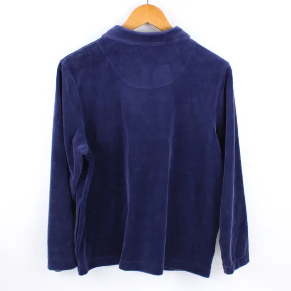 Classic Elements Women's Velour Button Front Jacket Navy Blue Petite M 10-12