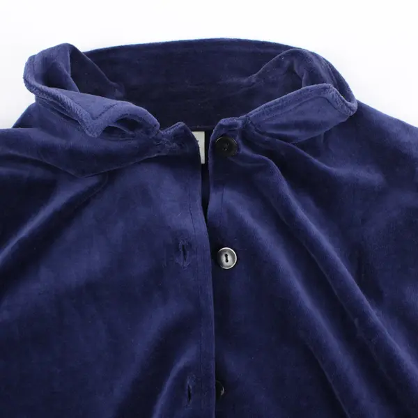 Classic Elements Women's Velour Button Front Jacket Navy Blue Petite M 10-12