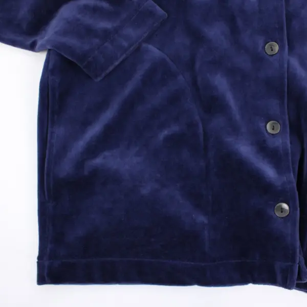 Classic Elements Women's Velour Button Front Jacket Navy Blue Petite M 10-12