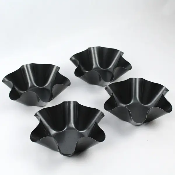 Set of 4 Nonstick Carbon Steel Fluted Tortilla Taco Bowl Pans