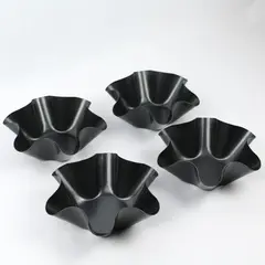 Set of 4 Nonstick Carbon Steel Fluted Tortilla Taco Bowl Pans