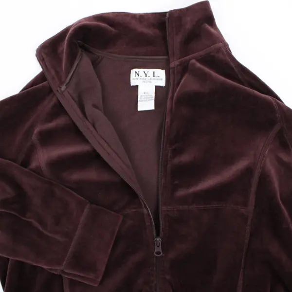 New York Laundry Women's Brown Velour Track Jacket Size P/L