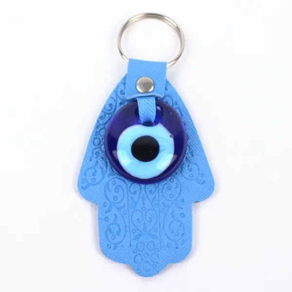 Evil Eye Hamsa Hand Keychain Blue Nazar Charm 3.5"