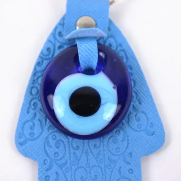 Evil Eye Hamsa Hand Keychain Blue Nazar Charm 3.5"