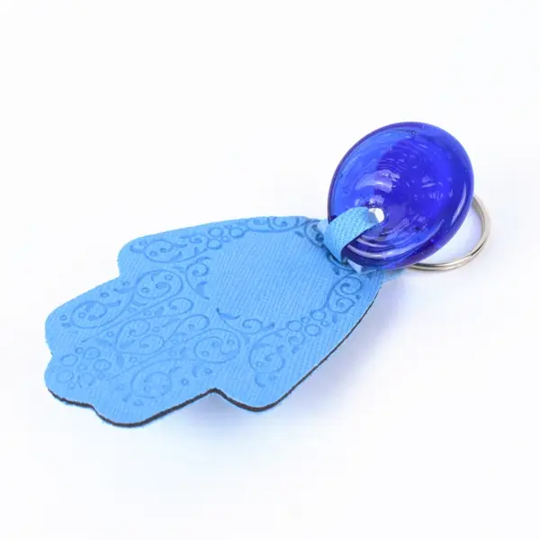 Evil Eye Hamsa Hand Keychain Blue Nazar Charm 3.5"