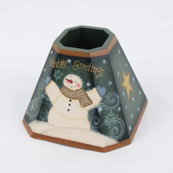 Snowman Winter Greetings Candle Shade 5.5x5.5x4 Holiday Decor