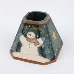 Snowman Winter Greetings Candle Shade 5.5x5.5x4 Holiday Decor