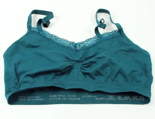 Coobie Women's Dark Teal Lace Wireless Unlined Bralette Full Size
